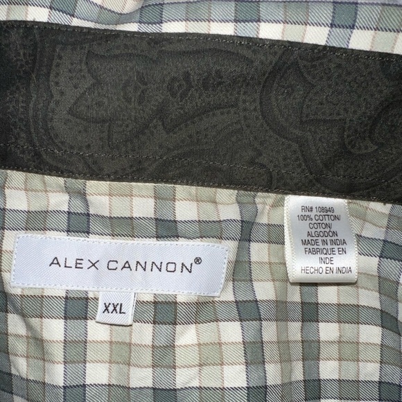 Alex Cannon all cotton XXL button down shirt, collar detail with black pattern. - Picture 3 of 4